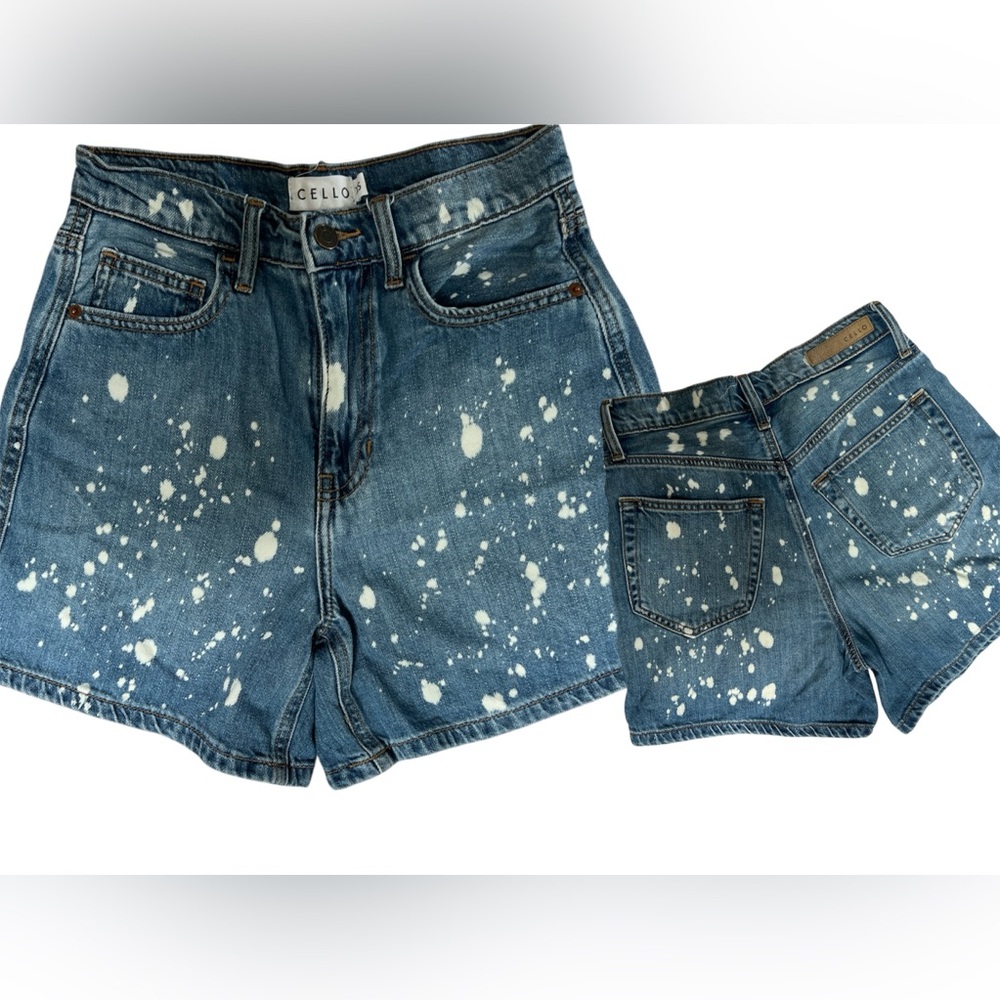 Cello Denim Shorts with White Splatter
